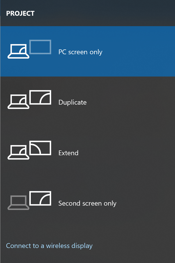 menu windows p untuk duplikat layar ke proyektor